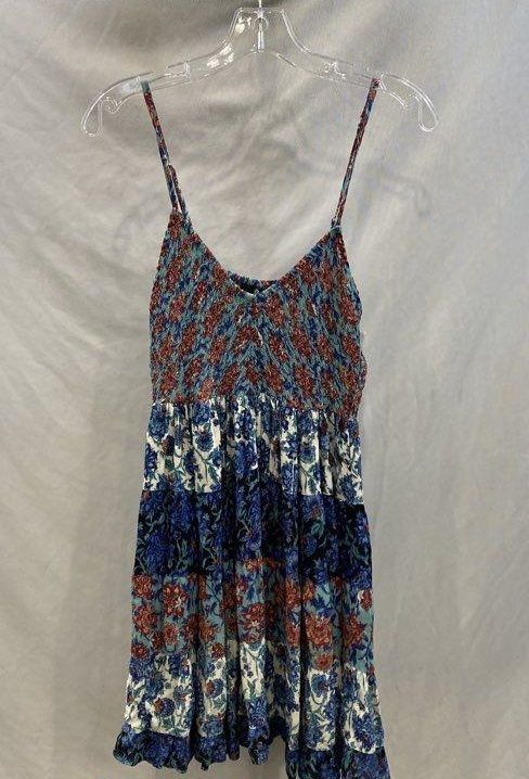 Angie Women's Blue/multi Sleeveless Floral Sundress - Sz M