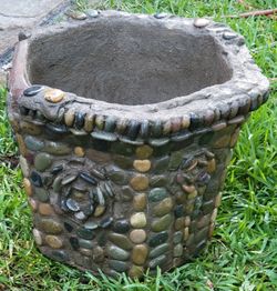 Cement planter 17 inches H x 22 1/2 inches W