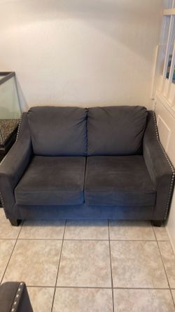 Studded 2 Piece Grey Couch Set