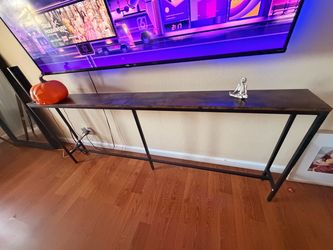 Long Industrial Console Table with Metal Legs