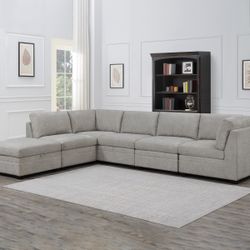 Tisdale 6-piece Modular Fabric Sectional, Cream