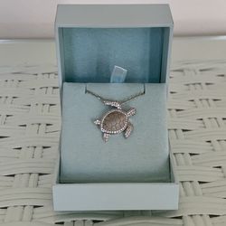 NIB Sterling Silver Sea Turtle Pendant Necklace