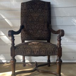 Vintage Cranberry Cloth and Wood Chair