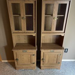 White Clad Ice Box Style Cabinets Set Of 2