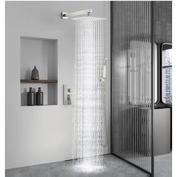 12” Shower Faucet Set Rain Shower System with Handheld Spray Bathroom Shower Combo Rough-in V
