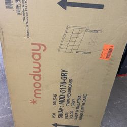 MODWAY Emily Gray Twin Upholstered Fabric Headboard