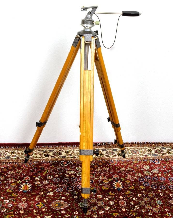 Antique Vintage Wooden Cine Camera Tripod – Heavy Duty Panoramic Head