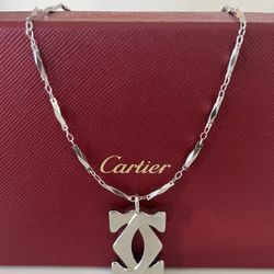 Cartier Silver Pendant Charm Necklace + Box