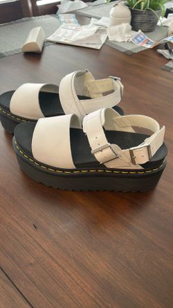 Dr. Martens White Leather Platform sandles