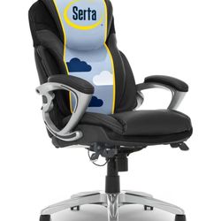 Brand New Serta Black Vegan Leather Tall Back Executive Office Chair
