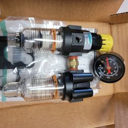 Pressure gauges + pneumatic regulator + Watts air vent - new surplus lot