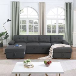 BRAND NEW U SHAPED SECTIONAL SLEEPER COUCH WITH STORAGE