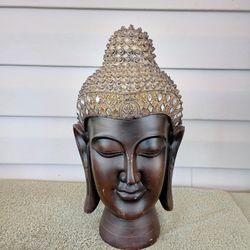 Vintage  Meditating Tibetan Buddha Head Statue Sculpture Figurine