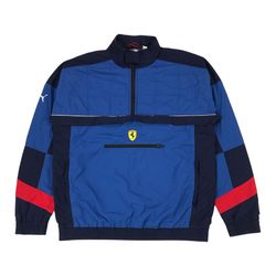 Puma Scuderia Ferrari Windbreaker Jacket Mens Small S Galaxy Blue Street Woven