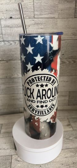 Sarcastic 20oz Tumble with American Flag background