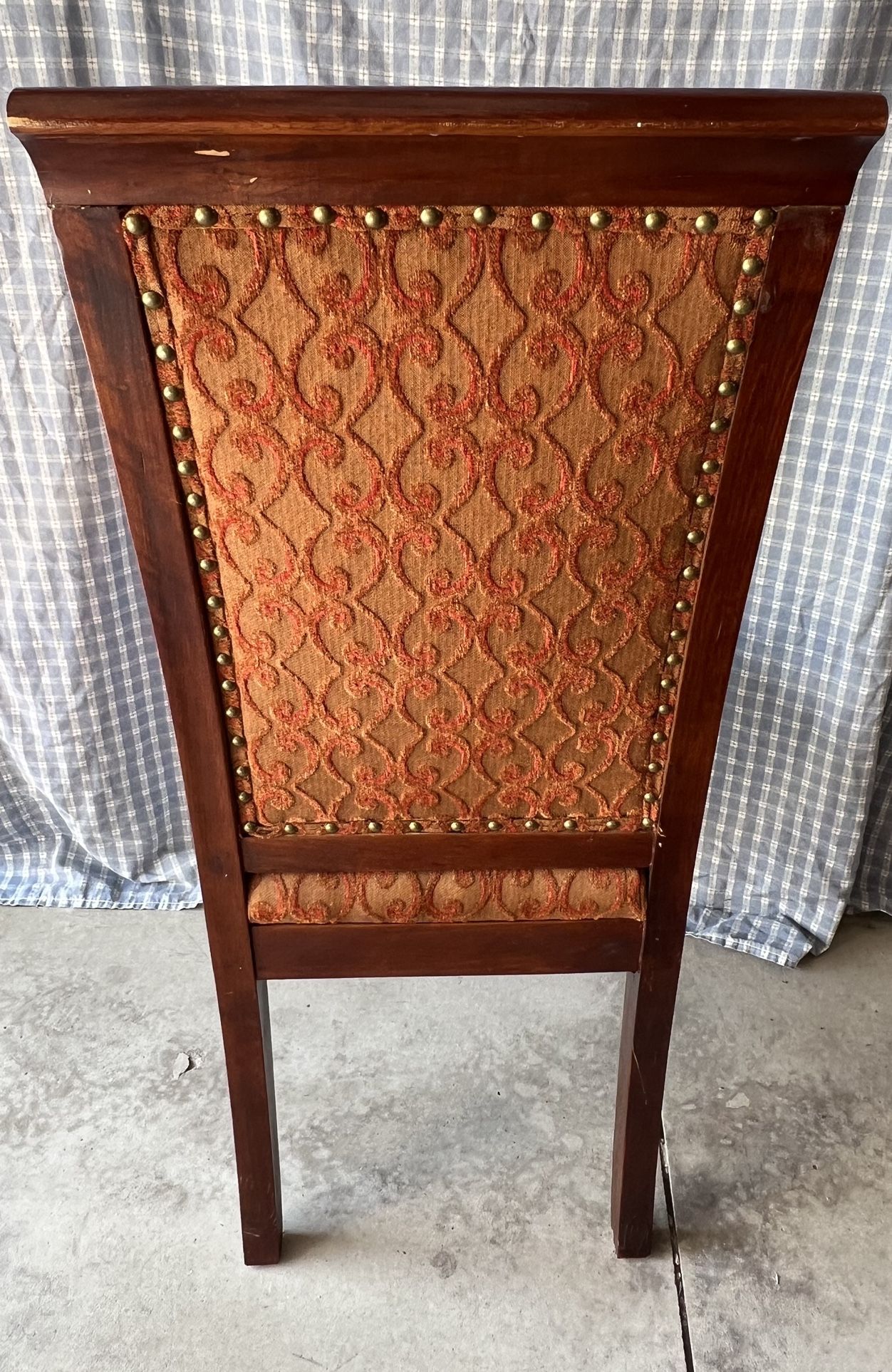 Antique Chair, Maroon, And Gold Tapestry