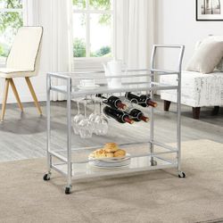 Modern Silver Bar Cart