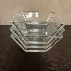 Apex Set of three glass square or diamond shaped fruit dessert etc serving bowls 