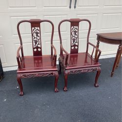 1960s Asian Teak Wood Chairs 