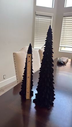 Black Christmas trees x 2 Halloween decorations