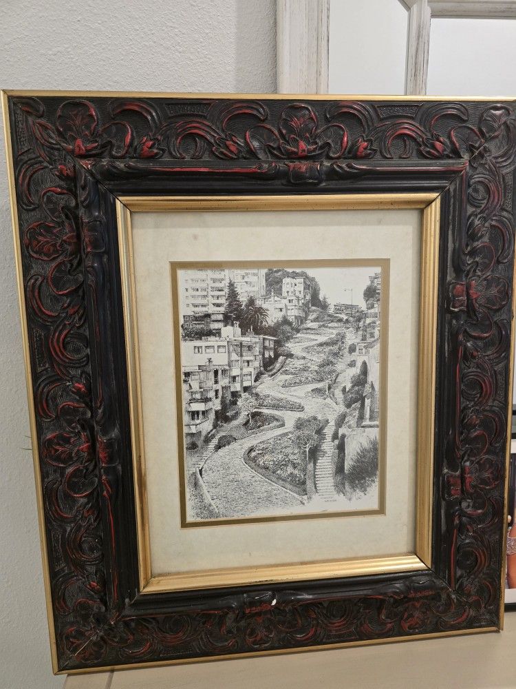 Crookedest Street in the World San Francisco 1977 Pencil Sketch by Don Davey