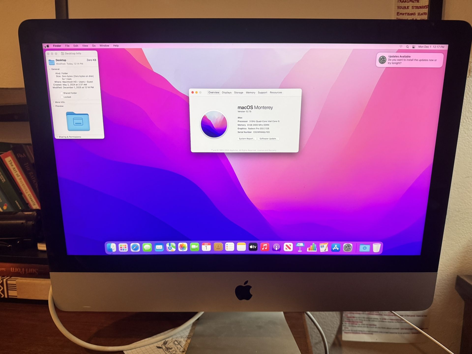 Imac (21.5in) with keyboard works great