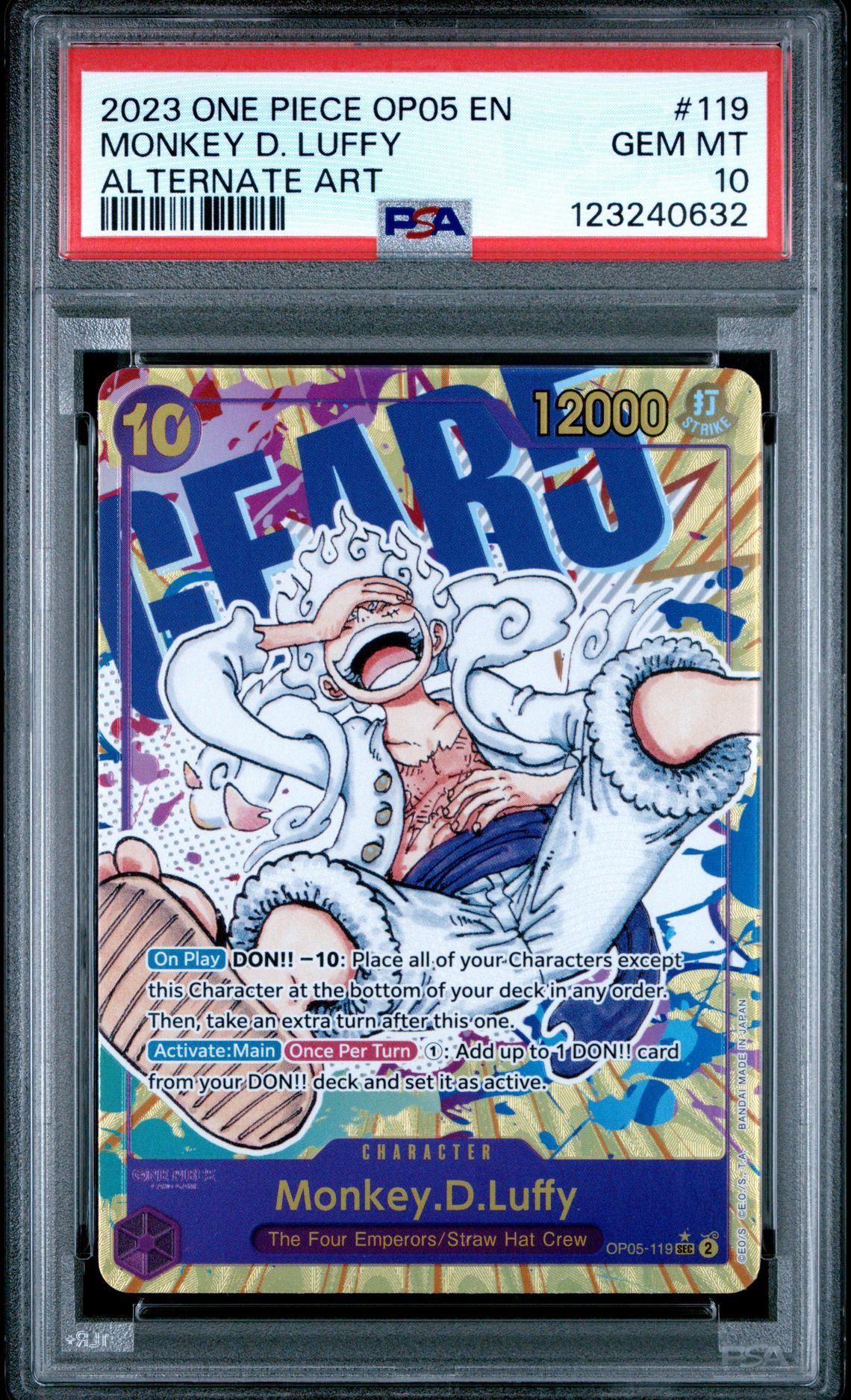 Op-05 Monkey D Luffy Alt Art SEC #119 PSA 10
