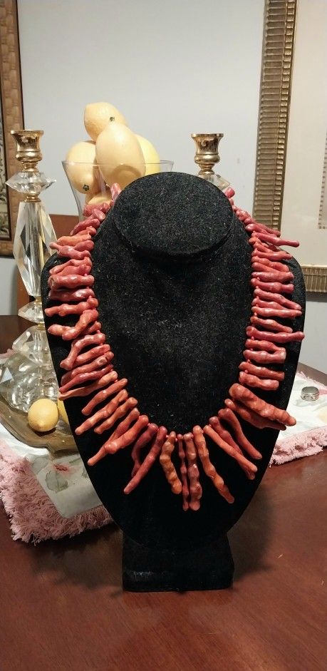 Branch Red Coral Necklace Sterling Silver Clasp