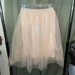 Pre Owned Haute Monde Pink Tulle Princess / Fairy Skirt - W Tiny Beads | Size M