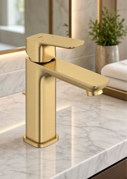 New Grohe Cubeo Bathroom Faucet, M-Size Single Hole Brushed Gold, Water Saving 1.2 GPM, SilkMove
