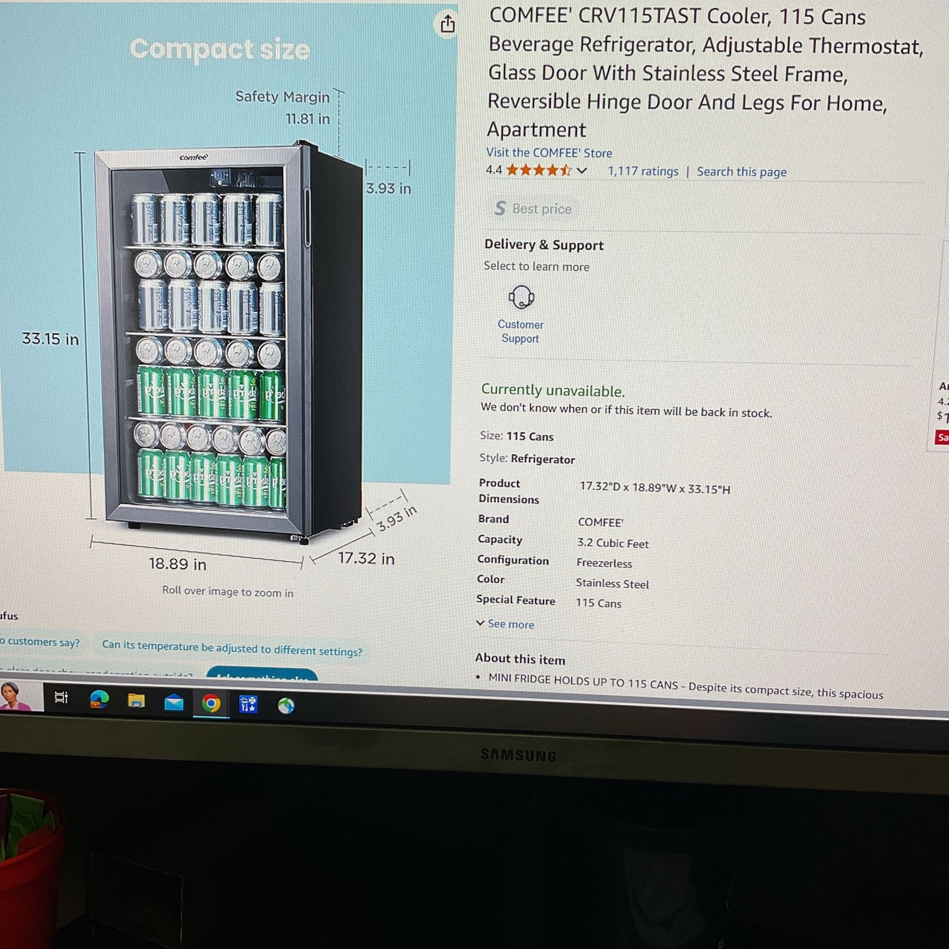 Comfee Cooler115 Can Beverage Refrigerator