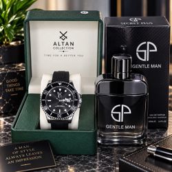Automatic Black Men’s Watch + FREE Perfume | Altan Collection