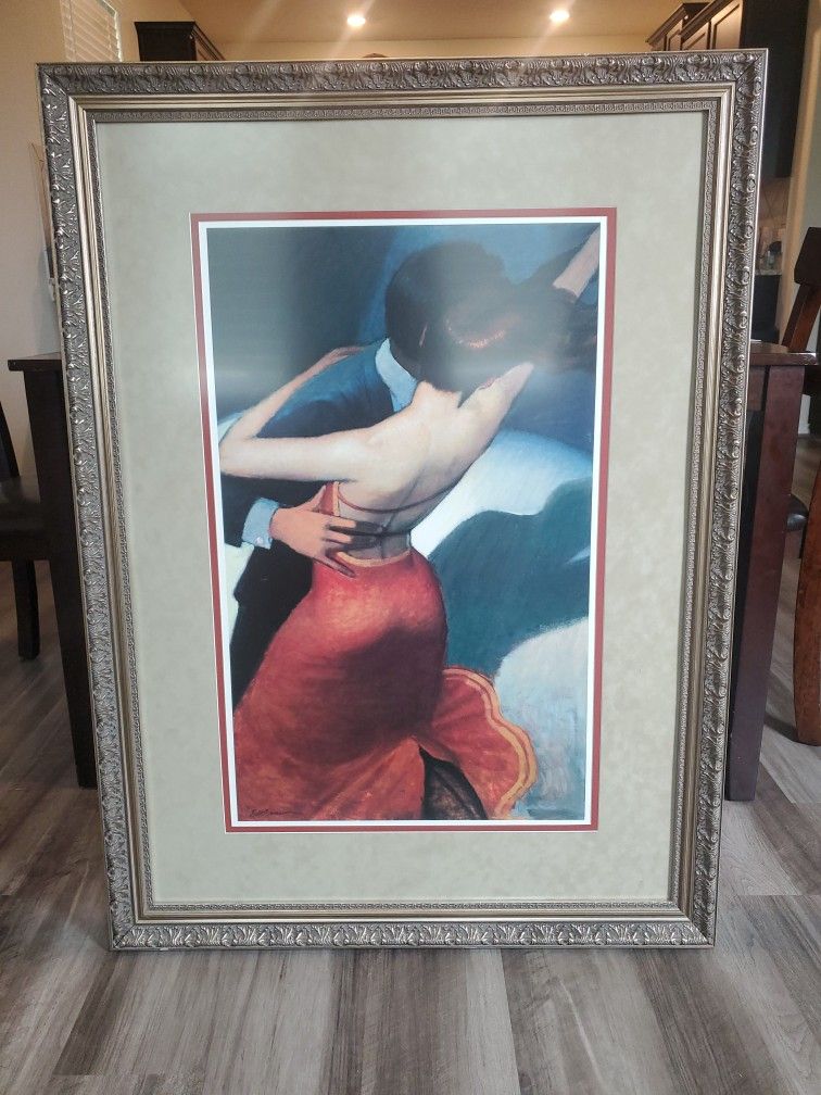 Large Matted Custom Framed Art. Beautiful Frame!
