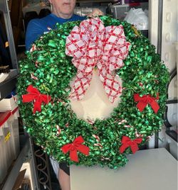 Large Green Tinsel Christmas Wreath