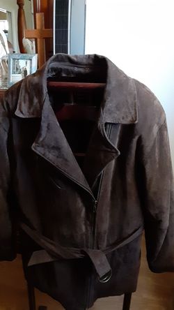 Suede leather Woman jacket size M (brown)