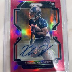 2021 Panini Prizm - Rookie #425 Khalil Herbert (RC) Pink Refractor Autographed