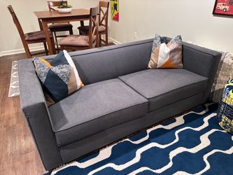 CB2 Club Grey Fabric 2-Seat Sofa