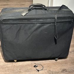 Vintage Hartmann Tweed & Leather Luggage - Large Checked Suitcase - 30” x 22” x 10”