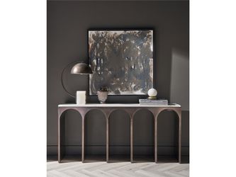 Moda White Banswara/Aged Satin Pewter Console Table
