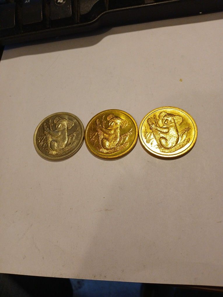 One Silver And Two Gold Colored Advertising Tokens For Las Vegas NCM