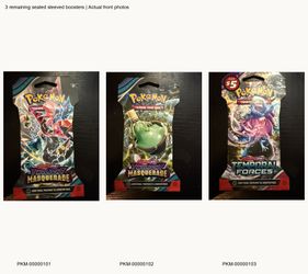 Pokemon 3 Sealed Sleeved Booster Packs Twilight Masquerade Temporal Forces