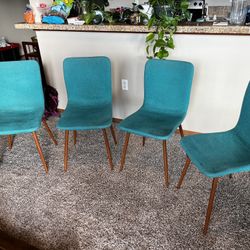 Four Turquoise Dining Chairs