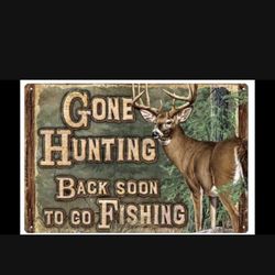 Hunting and Fishing Metal Sign