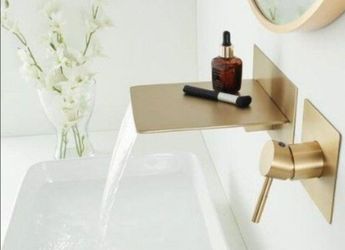 Bathroom Faucet Bathtub Spout Wall Mount In Brushed Gold