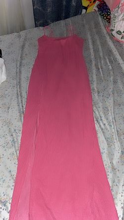 Pink Ribbed Maxi Dress with Spaghetti Straps