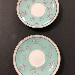 Wedgwood English Blue Green Pimpernel China Saucers