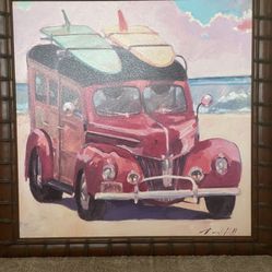 Large Woody / Surfboard Beach Painting