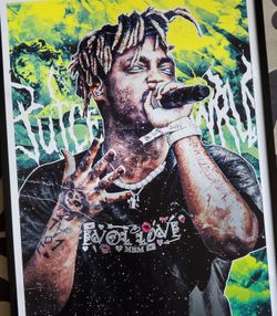 JuiceWrld hypebeast art Wall Glass Frame supreme offwhite