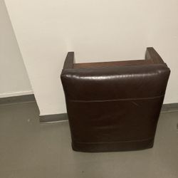 Leather And Wool Ottoman 