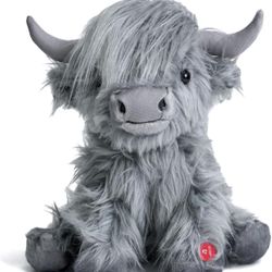 Highland Cow Stuffed Animal with Mooing Sound, 10 inch, Cuddly Farm Toy for Boys Girls Gift Decoration